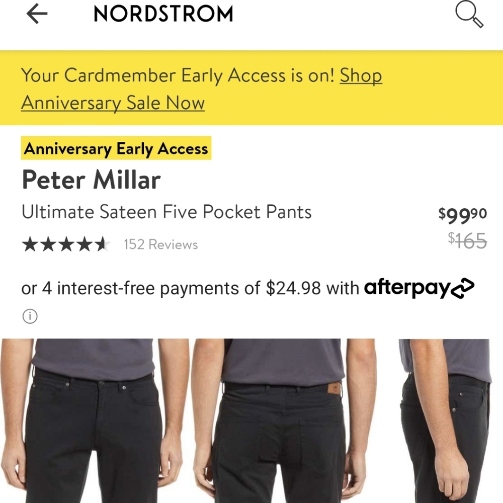 Peter Millar, black pants, size 38